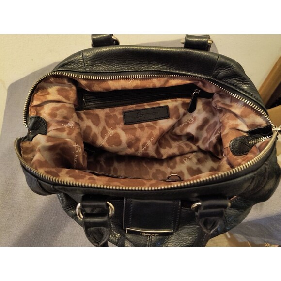 B.MAKOWSKY Large Black Leather Satchel Bag Purse  12 in X 9 in - Picture 9 of 10